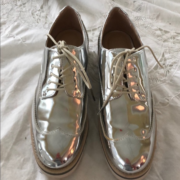 silver brogues zara